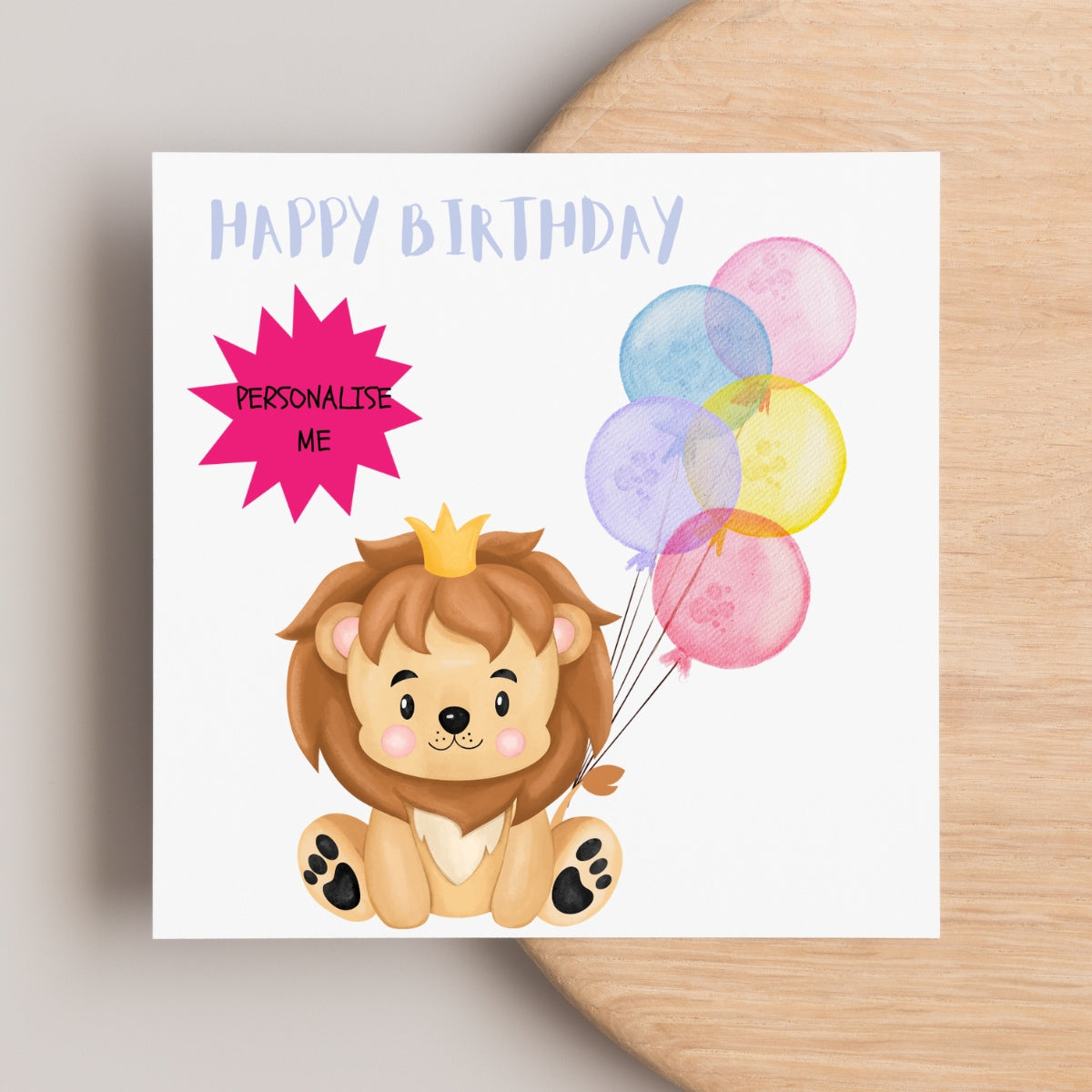 Children's Personalised Birthday Card - Lion Design