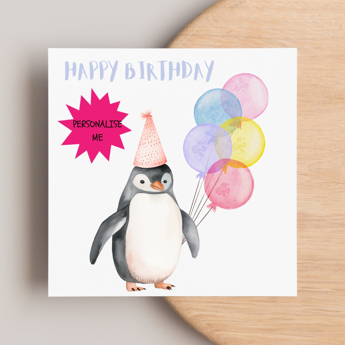 Childrens Personalised Birthday Card - Penguin Design