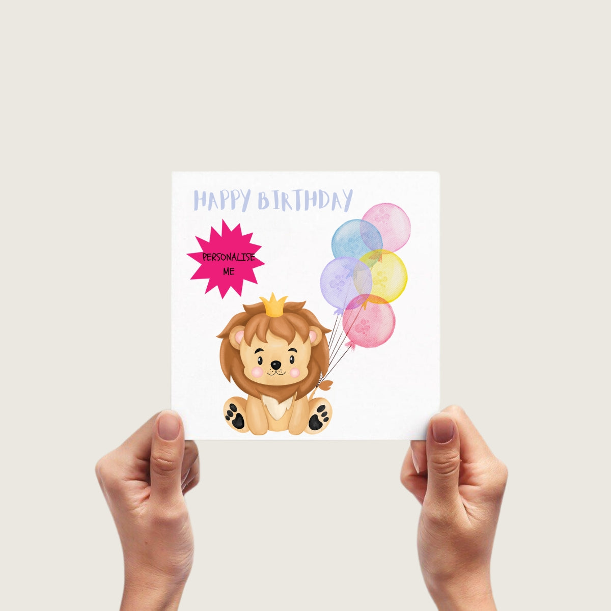 Children's Personalised Birthday Card - Lion Design