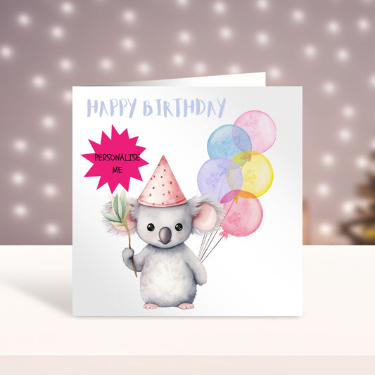 Childrens Personalised Birthday Card - Koala Design