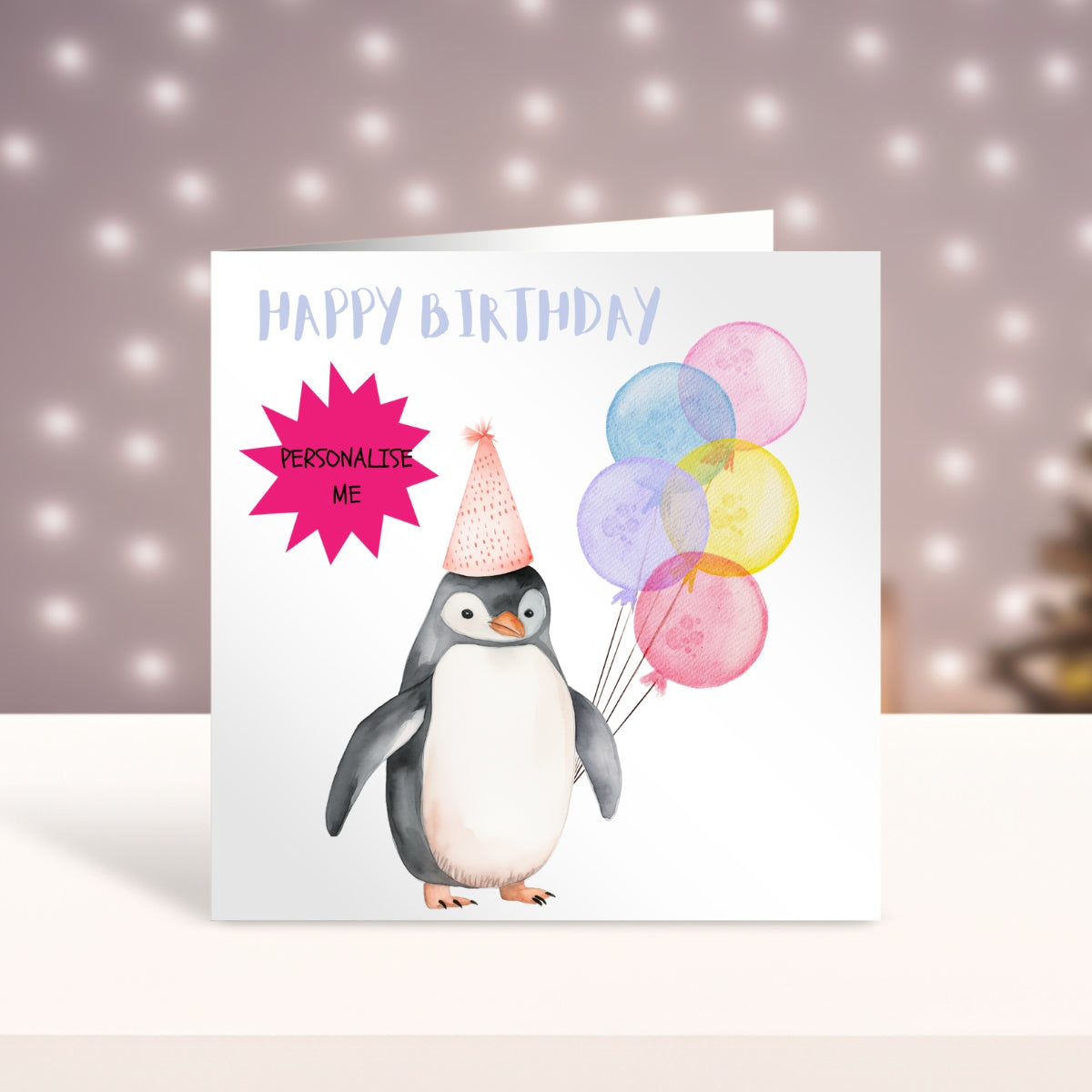 Childrens Personalised Birthday Card - Penguin Design