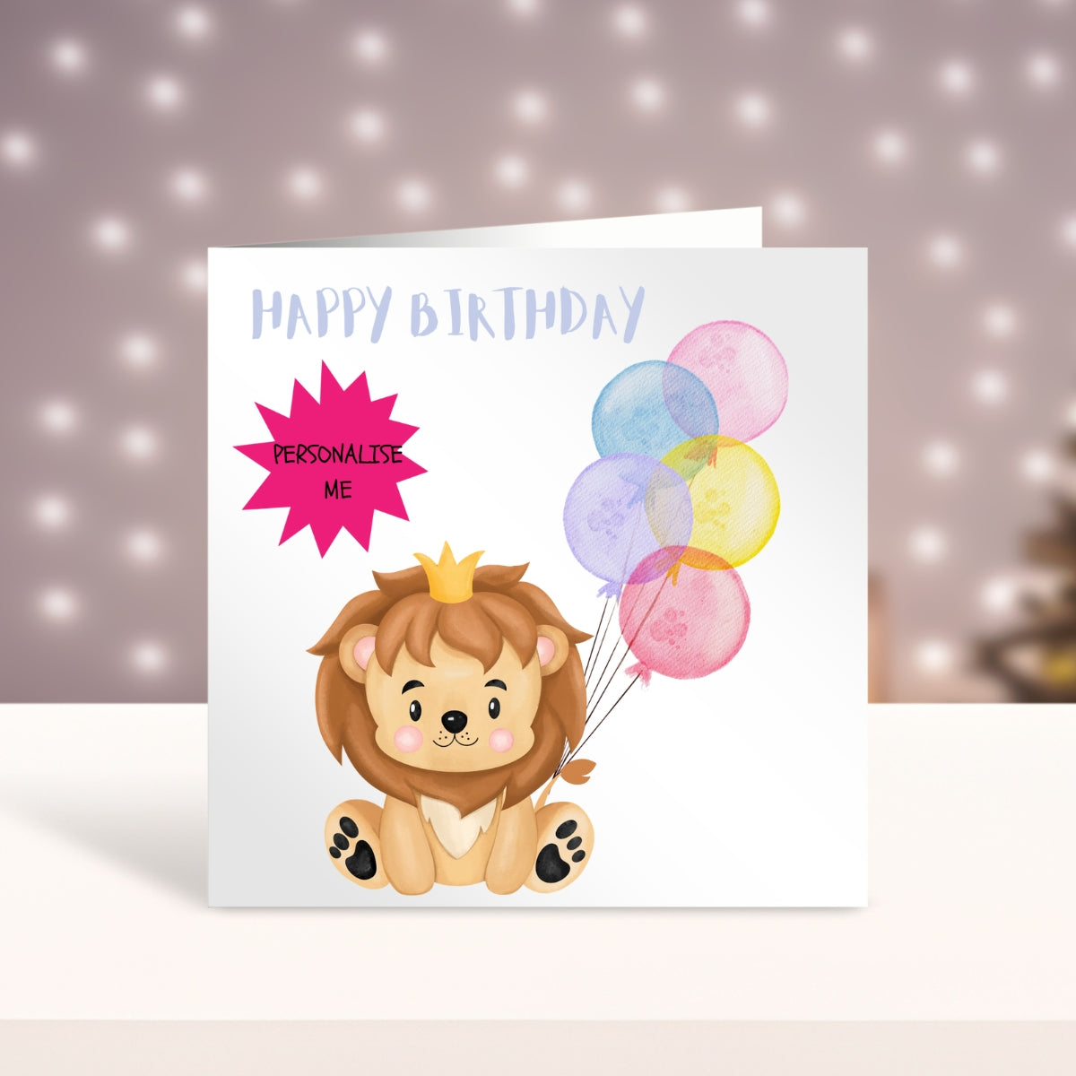 Children's Personalised Birthday Card - Lion Design