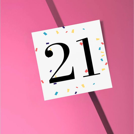 21st Birthday Card - confetti